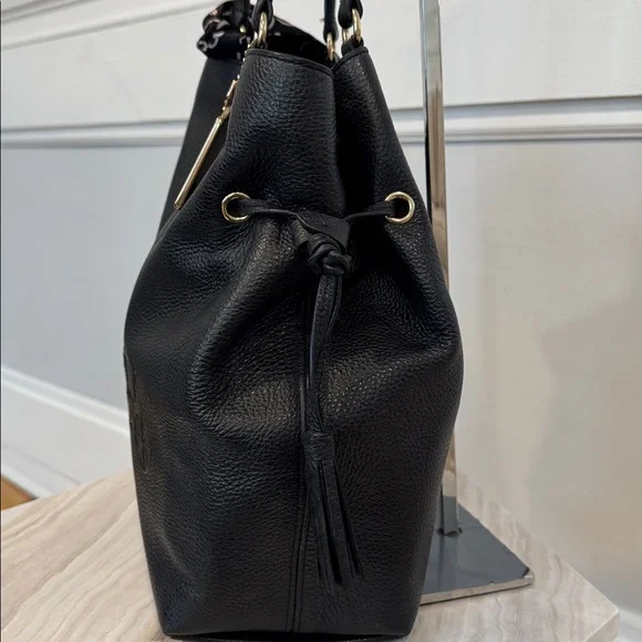 Coach Andy Black Pebbled Leather Carriage Logo Tote - Picture 8 of 17